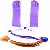Frozen conjunto tiara, varita, trenza marron y guantes violeta