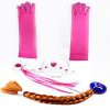 Frozen conjunto tiara, varita, trenza marron y guantes rosa